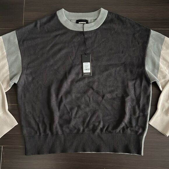 NWT Monrow Color Block Relaxed Sweater, XS - Picture 3 of 8